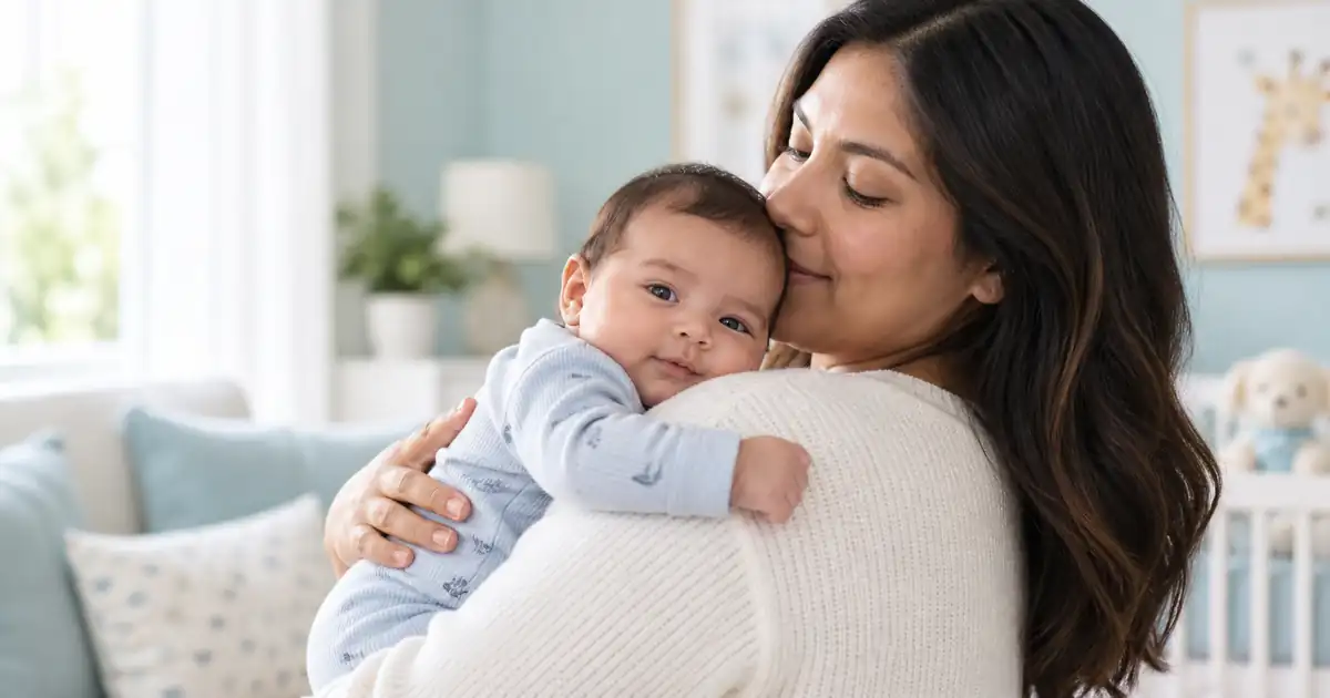 Bebé recostado sobre el hombro de su madre después de comer